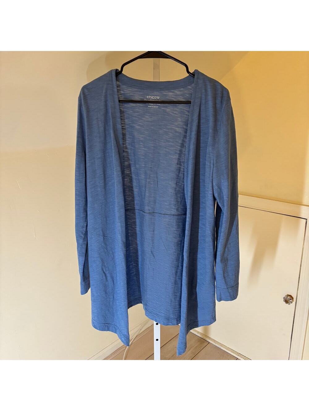 Chico's NWOT Women's Ultimate Tee Blue Cardigan Modal Cotton Size M